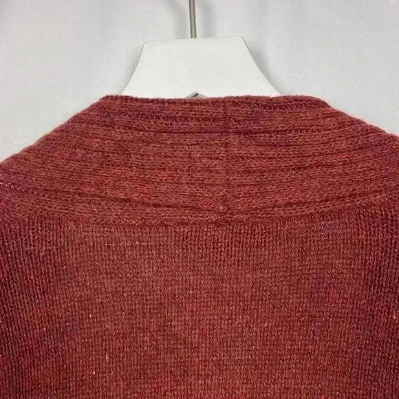 Fortune & Ivy Womens Cardigan Rust S Open Front Long Line Metallic Knit Trendy - Picture 10 of 16